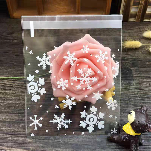 月饼自粘袋自粘口点心饼干巧克力马卡龙包装袋7x7cm 100个雪花酥