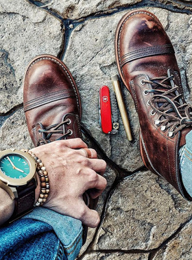 固特异8111英伦风美式复古大头手工装靴伞兵马丁短靴高帮真皮男鞋