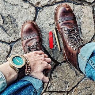 靴伞兵马丁短靴高帮真皮男鞋 固特异8111英伦风美式 复古大头手工装