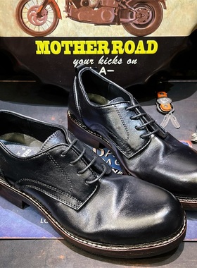 固特异商务正装真皮马皮西装新郎结婚皮鞋男全黑色英伦软皮德比鞋