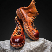 英伦风真皮底马丁靴大头层牛皮鞋 复古水洗厚底工装 伞兵靴男款 高帮