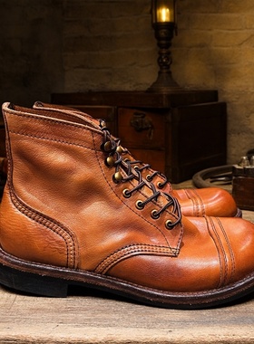 英伦风水洗头层牛皮8111手工装马丁靴男鞋美式复古机车伞兵靴真皮