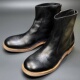 英伦风复古真皮黑色圆头水洗纯牛皮靴拉链马丁靴高帮工装 鞋 男潮流