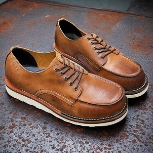 男真皮厚底翻毛牛皮鞋 靴低帮马丁机车鞋 潮 复古875工装 固特异美式