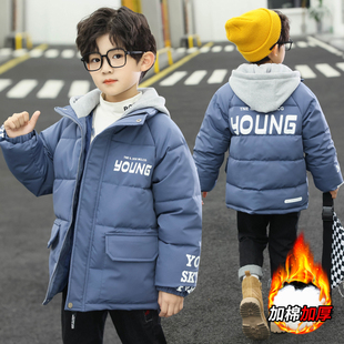 男童连帽加厚棉衣2025新款儿童冬装棉外套中长款棉袄正装童外穿衣