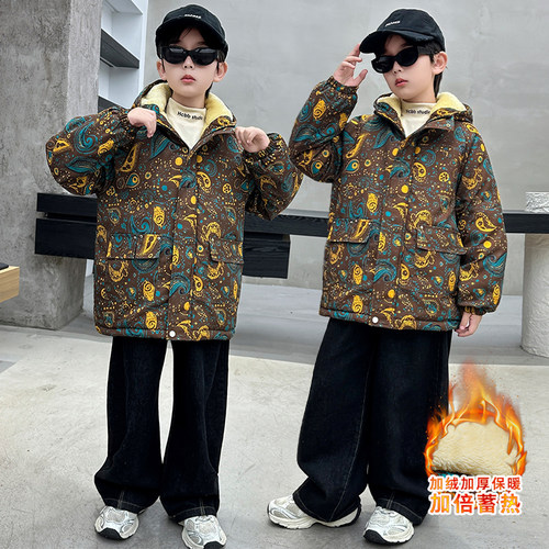 男童棉衣外套儿童冬装加绒拜年服