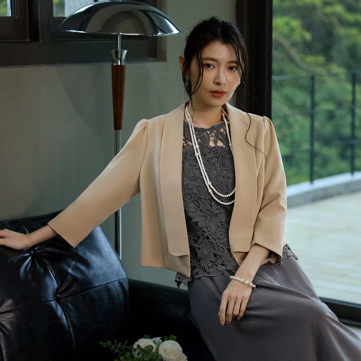 韩版翻领蝴蝶结西装外套礼服披肩