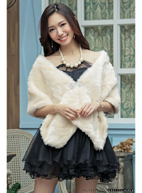 加厚保暖婚纱礼服皮草披肩仿兔毛