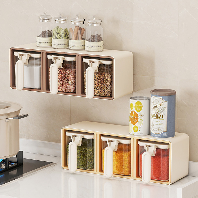 厨房灶台家用调料罐套装壁挂台面