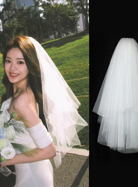 头纱领证白色超仙森系登记求婚