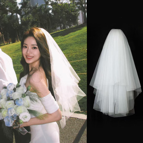 头纱领证白色超仙森系登记求婚