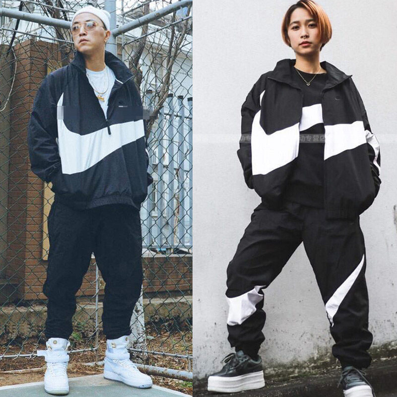 nike耐克套装男big swoosh大钩子撞色夹克外套运动长裤ar3133-010