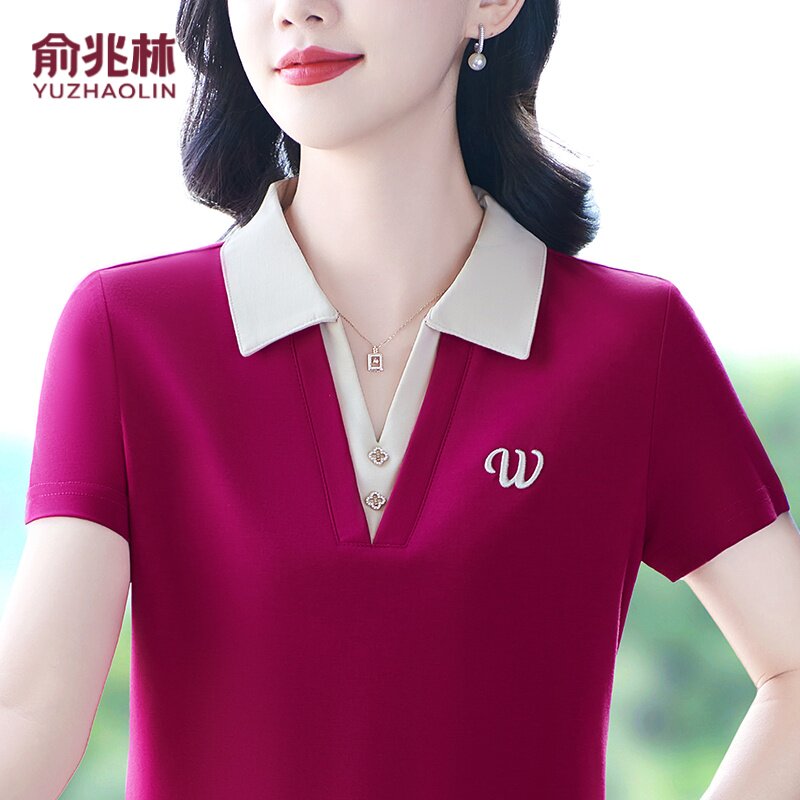 俞兆林高端名牌polo衫女2026新款短袖t恤夏季妈妈冰丝休闲上衣潮