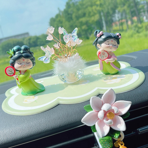 国风汽车摆件莲花仪表台装饰