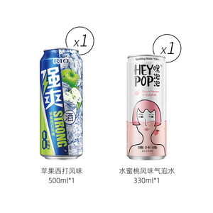 9.9元包邮 RIO 强爽鸡尾酒果酒500ml*1+heypop气泡水330ml*1
