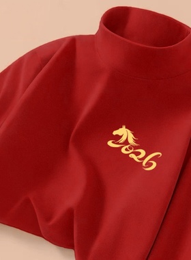 【新店特价】男士保暖上衣卫衣长袖半高领红色女士秋冬季蓄热不起