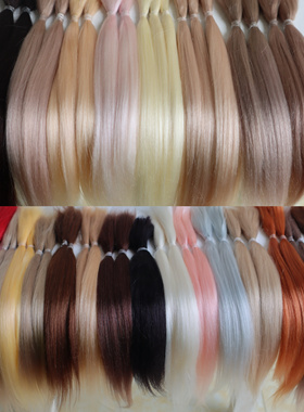 精梳马海毛彩色发排小布直发/BJD6分娃发束blythe假发材料直毛