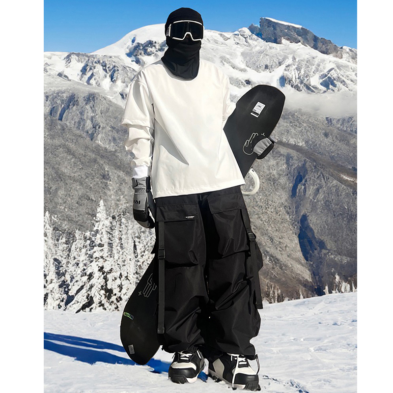 冬季滑雪裤男女防寒加厚单双板降落伞兵裤防水保暖加厚工装登山裤