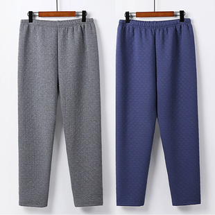 爸爸家居服保暖裤 夹棉加厚秋裤 宽松敞口高腰大码 中老年纯棉保暖裤