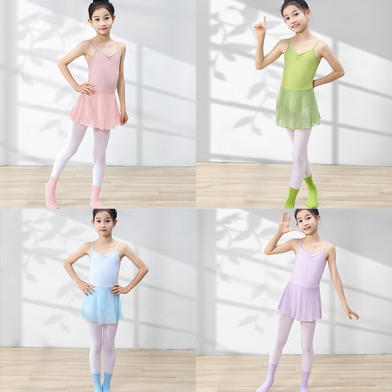 舞蹈服儿童女吊带连体夏季练功服少儿中国舞体操服开档女童芭蕾舞