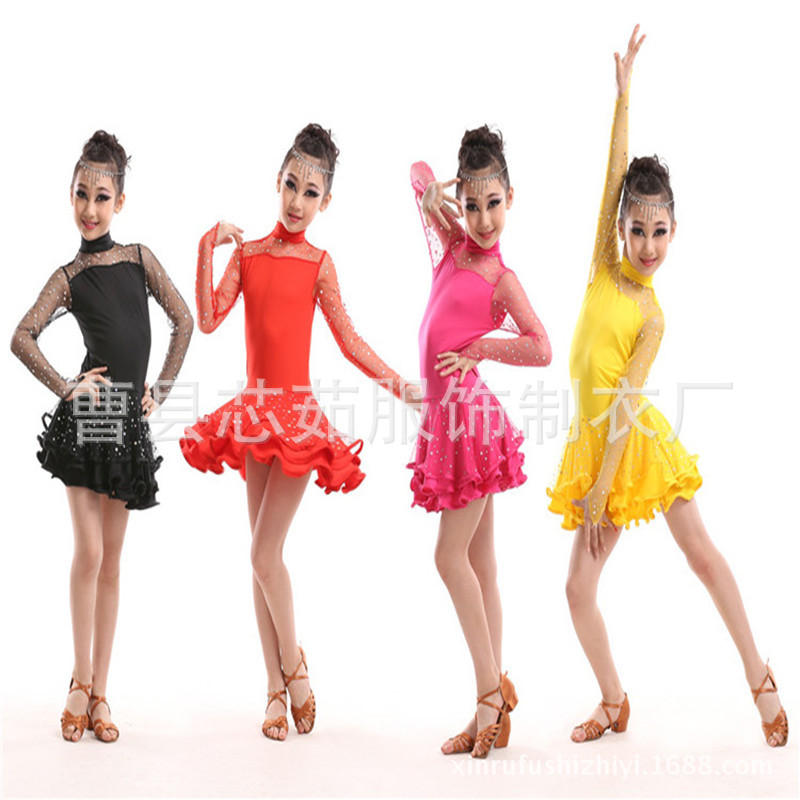 新款儿童演出服女童舞蹈服拉丁舞裙拉丁舞服装表演少儿练功服