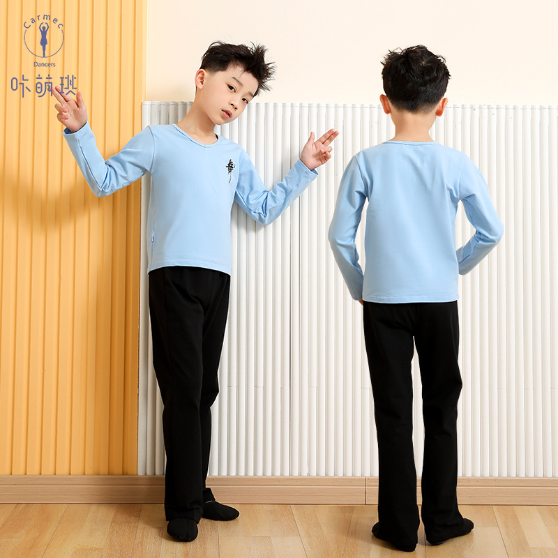 儿童舞蹈服中国舞男孩舞蹈服拉丁舞服幼儿练功服黑色套装拉丁舞服