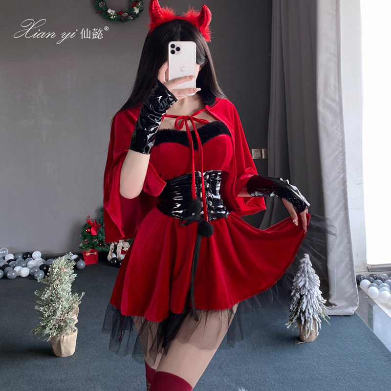 仙懿圣诞装万圣节小恶魔cosplay制服夜店性感舞台装主播连衣裙S15