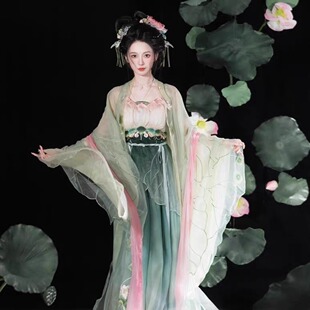 钟灵记碧波仙:诃子裙大袖衫围裙披帛荷花汉服女绣花春夏2024