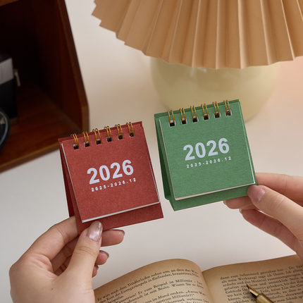 2026年日历迷你小台历2025年新款纯色小日历办公室桌面摆件高考倒计时简约ins风打卡记事本创意计划本月历