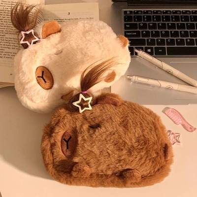 卡皮巴拉搞怪新款毛绒笔袋文具盒