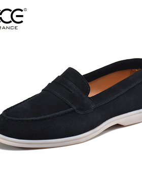 CCE男鞋软底一脚蹬懒人鞋真皮透气乐福鞋舒适开车休闲鞋男L2502-1