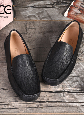 CCE男鞋真皮软底豆豆鞋一脚蹬懒人鞋透气舒适开车鞋休闲皮鞋1053