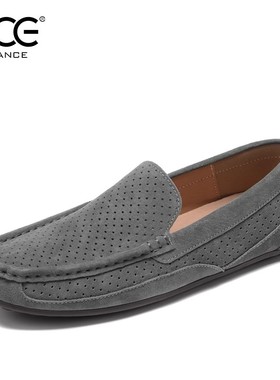 CCE男鞋打孔透气猪皮大码豆豆鞋男士软底懒人一脚蹬开车鞋23029