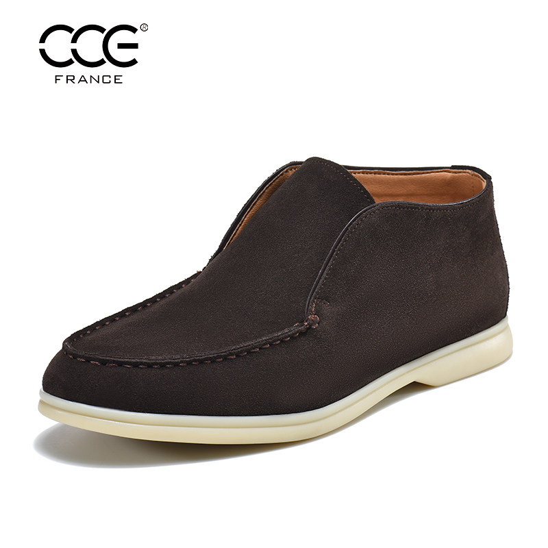 CCE男士真皮绒面高帮乐福鞋