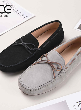 CCE真皮男鞋大码一脚蹬豆豆鞋透气舒适时尚休闲鞋软底开车鞋2093