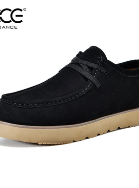CCE男鞋厚底真皮牛反绒时尚百搭乐福鞋舒适开车休闲鞋男T8695