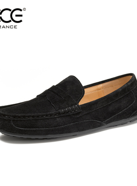 CCE真皮情侣豆豆鞋复古一脚蹬懒人鞋透气舒适男女软底开车鞋2825