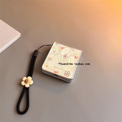 彩色花适用小米mixflip华为purax手机壳pocket2硬novaflip三星zflip7564卡通vivox磨砂oppofindn3n2女w25Flip