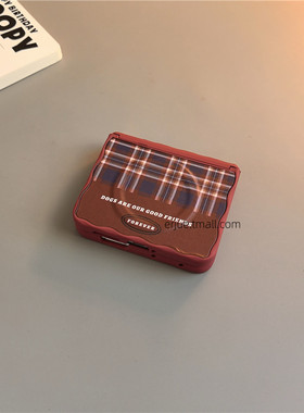 红色格子中轴磁吸适用小米mixflip2华为purax手机壳pocket2硬磨砂简约荣耀vflip三星zflip7564女oppofindn3