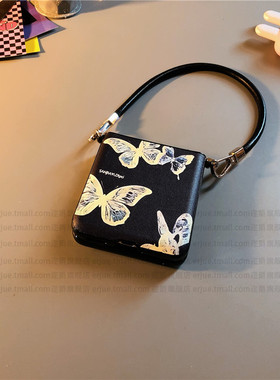 黄蝴蝶适用华为pocket2手机壳purax皮nova三星zflip7 5 6卡p50通vivox flip硬oppofindn3n2女w24荣耀v小米mix