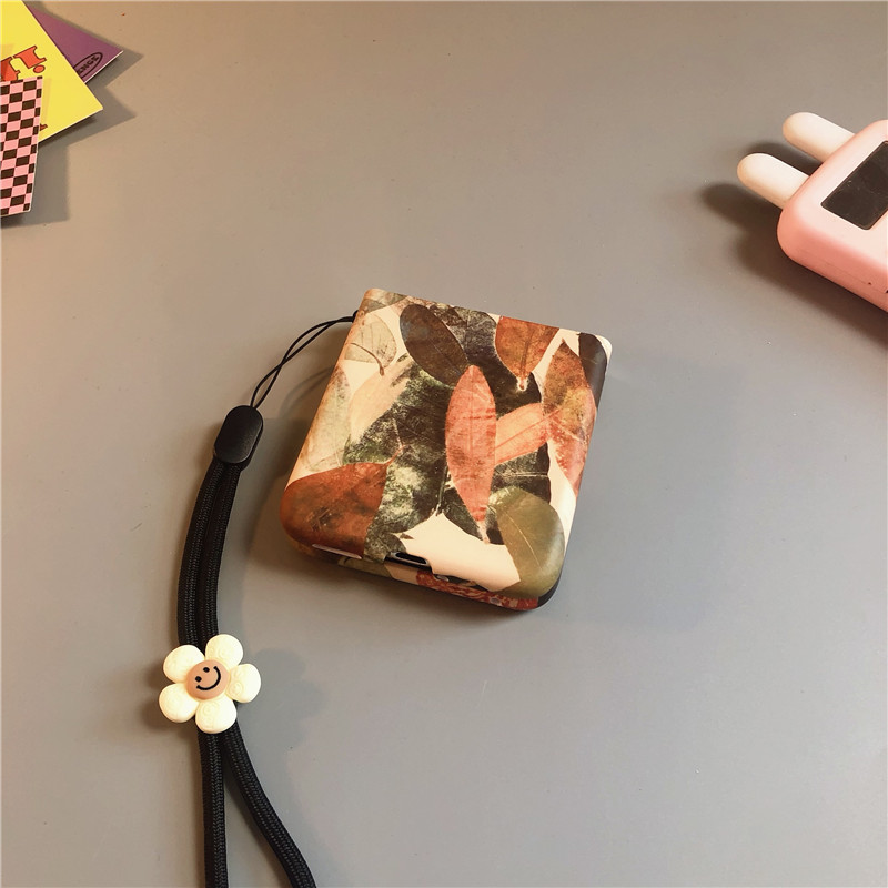 树叶适用小米mixflip2华为purax手机壳pocket2硬novaflip三星zflip7564卡通vivox磨砂oppofindn3n2女荣耀v0