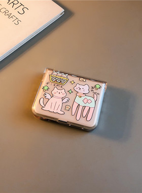 涂鸦长腿猫咪适用华为purax手机壳pocket2小米mixflip硬novaflips三星zflip764卡通p50光面oppofindn3n2女w25