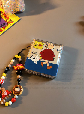 遛狗女孩适用华为pocket2手机壳小米mixflip2硬novaflip三星zflip7 5 6卡通vivox透明oppofindn3n2女荣耀vp50