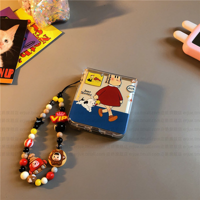 遛狗女孩适用华为pocket2手机壳小米mixflip2硬novaflip三星zflip7 5 6卡通vivox透明oppofindn3n2女荣耀vp50