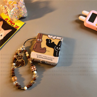 通vivox flip透明oppofindn3n2女荣耀v小米mixflip 三色兔子适用华为pocket2手机壳p50硬nova三星zflip7