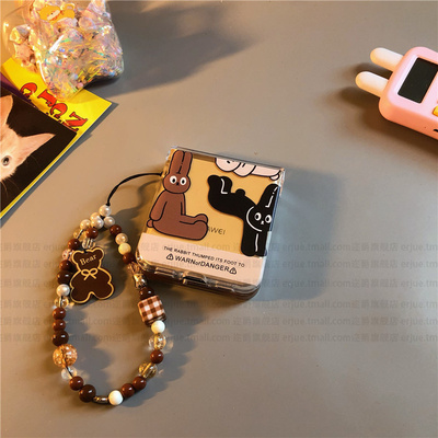 三色兔子适用华为pocket2手机壳p50硬nova三星zflip7 5 6 通vivox flip透明oppofindn3n2女荣耀v小米mixflip