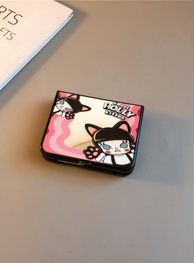 镜子托托狗适用华为purax手机壳pocket2小米mixflip硬novaflips三星zflip764卡通p50光面oppofindn3n2女w25