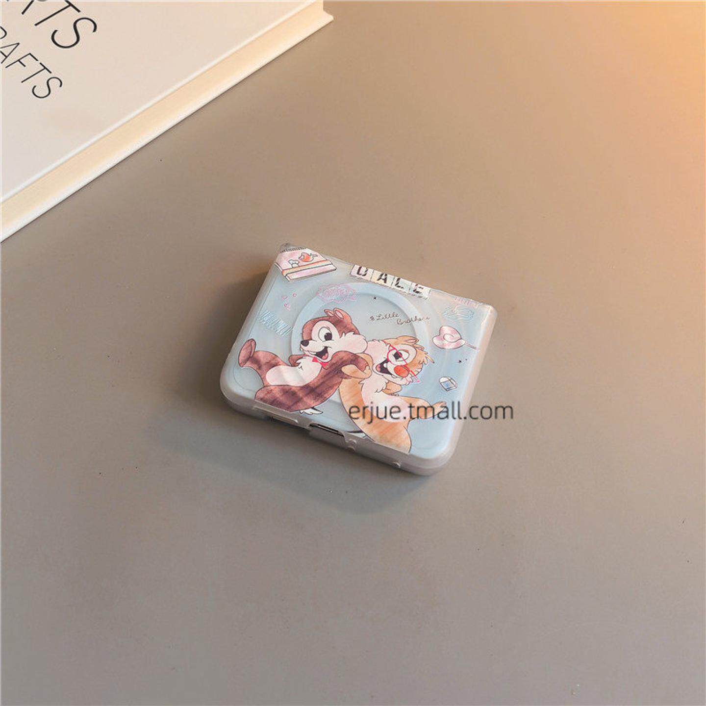 蓝底两只松鼠透明适用华为purax手机壳小米mixflip2磨砂pocket2可爱荣耀vflip三星zflip7564卡通女oppofindn3