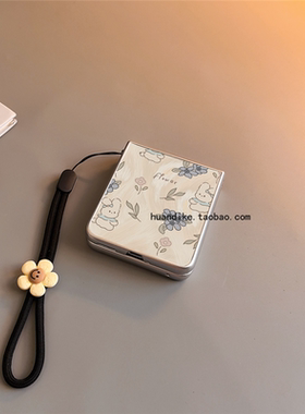兔子小花适用小米mixflip华为purax手机壳pocket2硬novaflip三星zflip7564卡通vivox磨砂oppofindn3n2女w25