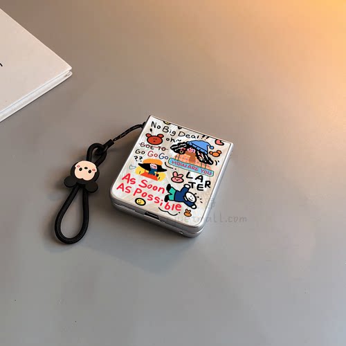 辫子女孩适用小米mixflip华为purax手机壳pocket2硬novaflips三星zflip764卡通荣耀v磨砂oppofindn3n2女w25